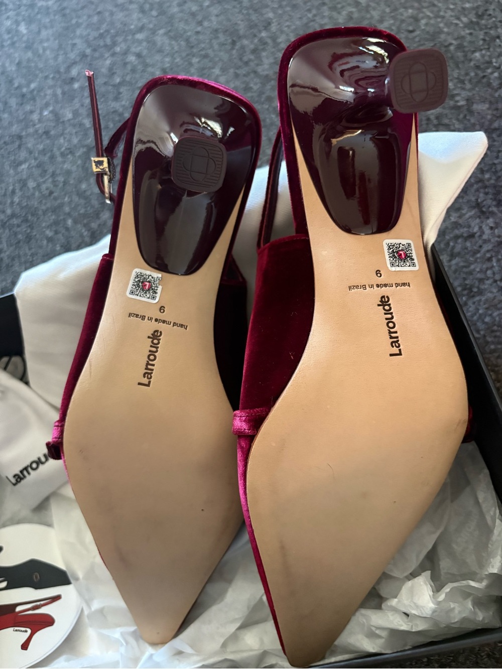 Larroude Burgundy Velvet Ines pumps - Picture 3 of 5